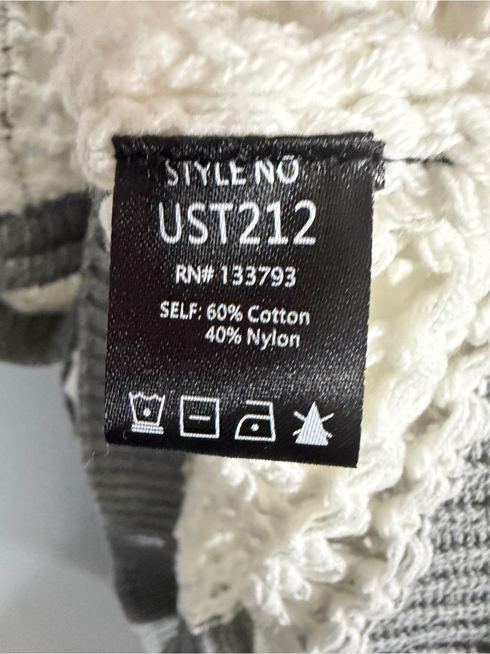 POL White Gray Embroidered Peace Sign Open Knit Sweater - Picture 7 of 8